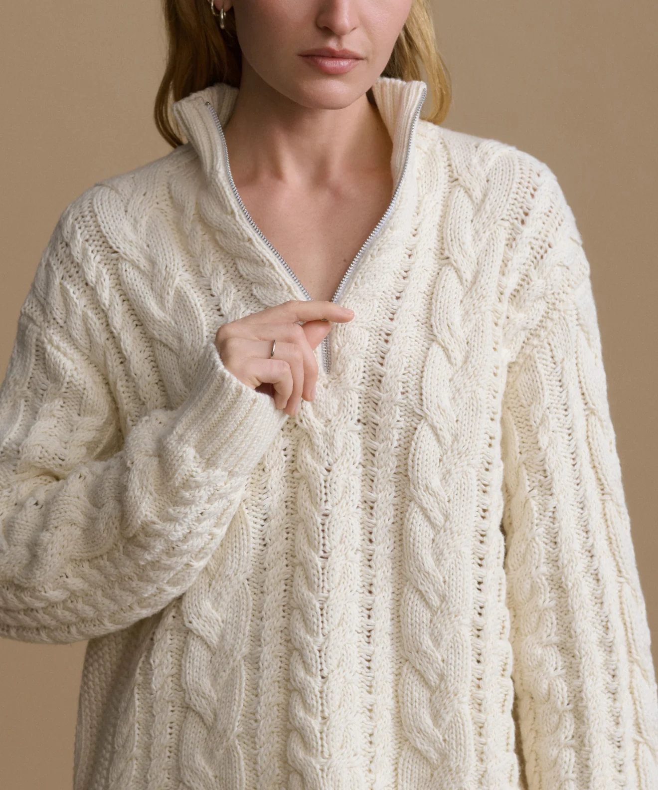 Cotton Cable Half Zip - Image 3