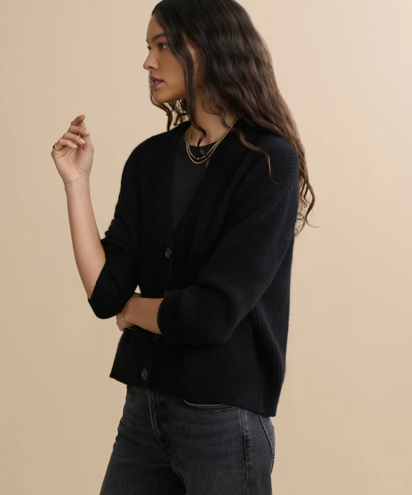 Cropped Cashmere Cocoon Cardigan - Image 3