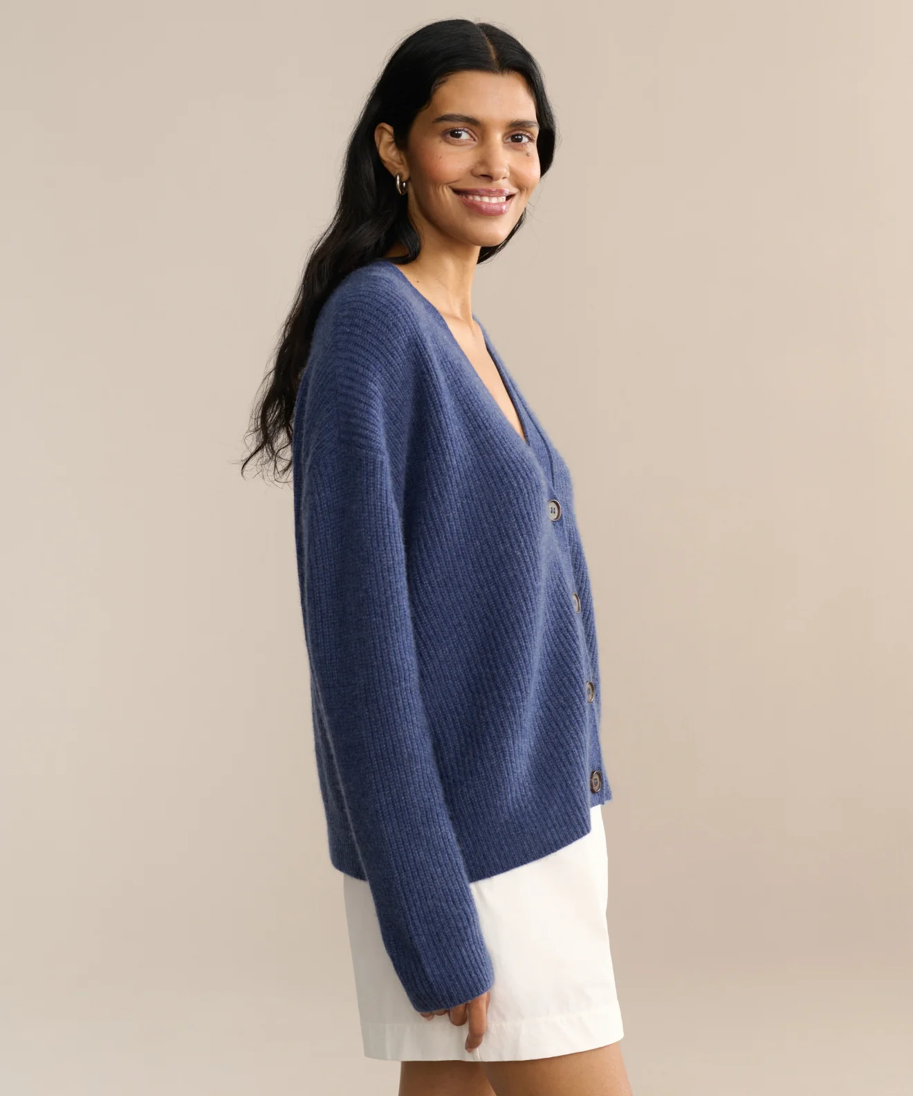 Cropped Cashmere Cocoon Cardigan - Image 3