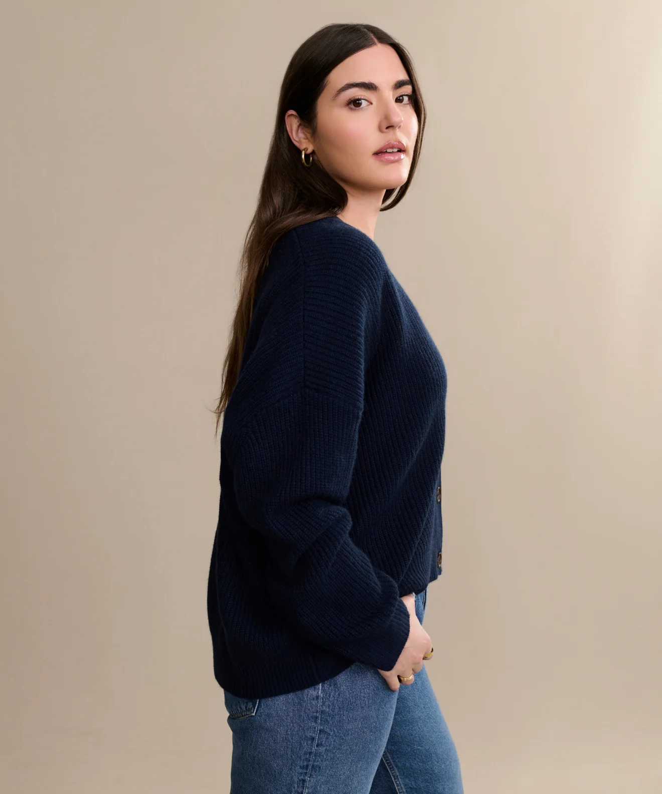 Cropped Cashmere Cocoon Cardigan - Image 3